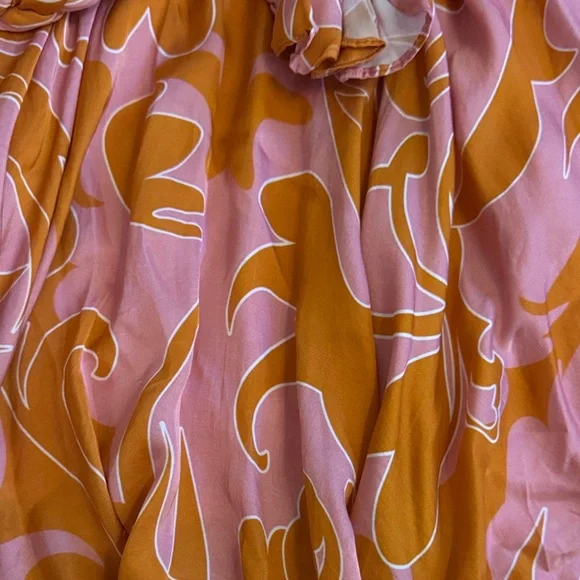 Floral Pink and Orange Women's Dress - Picture 2 of 4